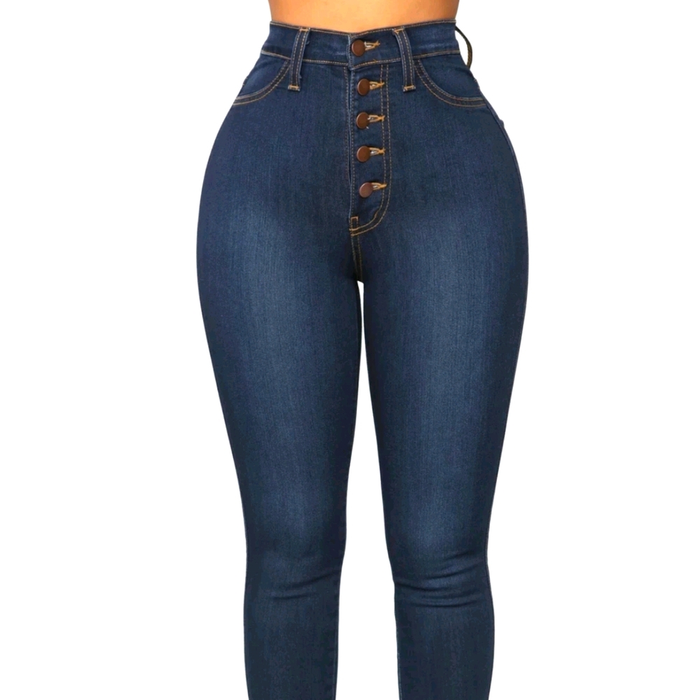 High-waisted stretch jeans
